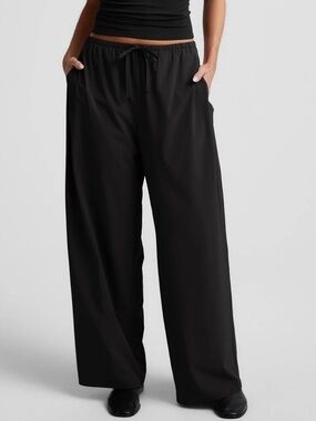 Beyond Yoga Solstice Women Solid Black Wide Leg Pant Drawstring Waist Size XL
